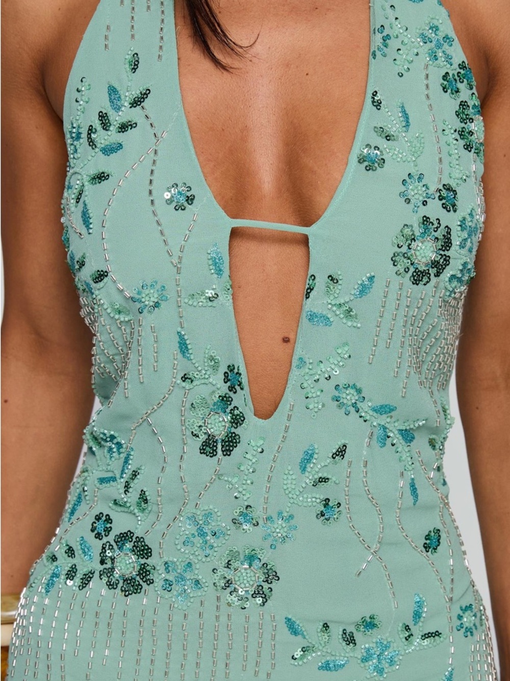 NWT Princess Polly Telenova Halter Mini Dress Green - Picture 5 of 16